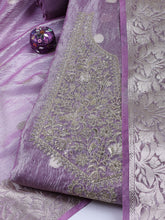 Neck Embroidered Tissue Unstitched Suit Piece With Dupatta